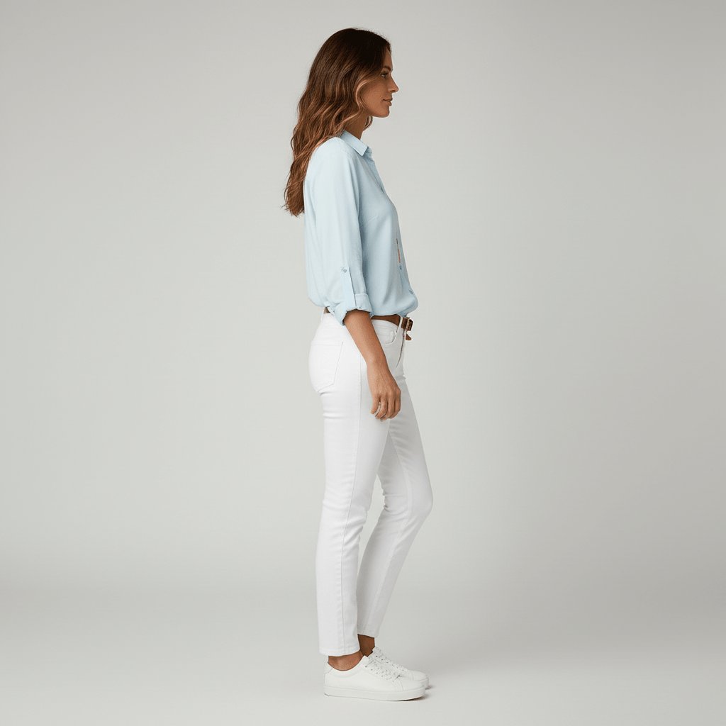 Ava | Women's Relaxed-Fit Button-Up Long-Sleeve Shirt-Collar Blouse