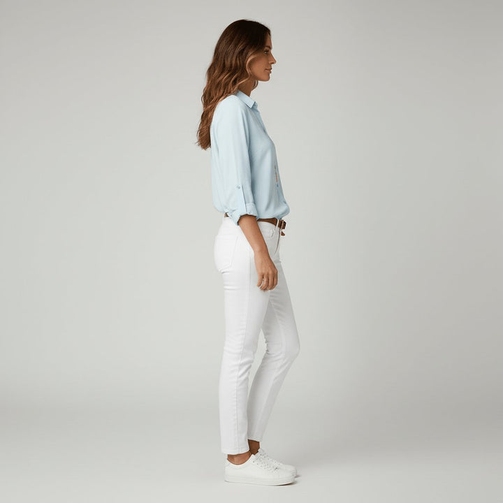 Ava | Women's Relaxed-Fit Button-Up Long-Sleeve Shirt-Collar Blouse
