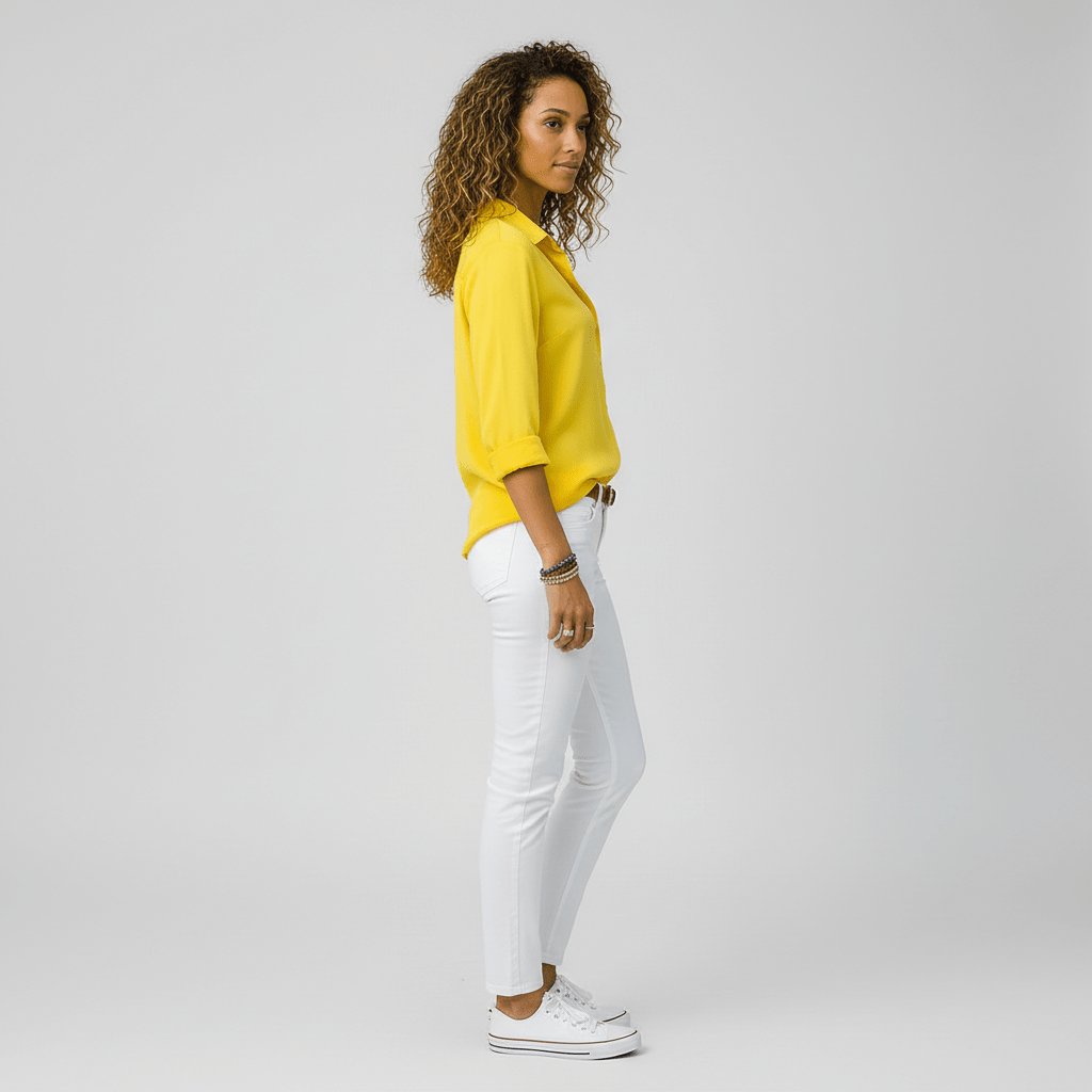 Ava | Women's Relaxed-Fit Button-Up Long-Sleeve Shirt-Collar Blouse