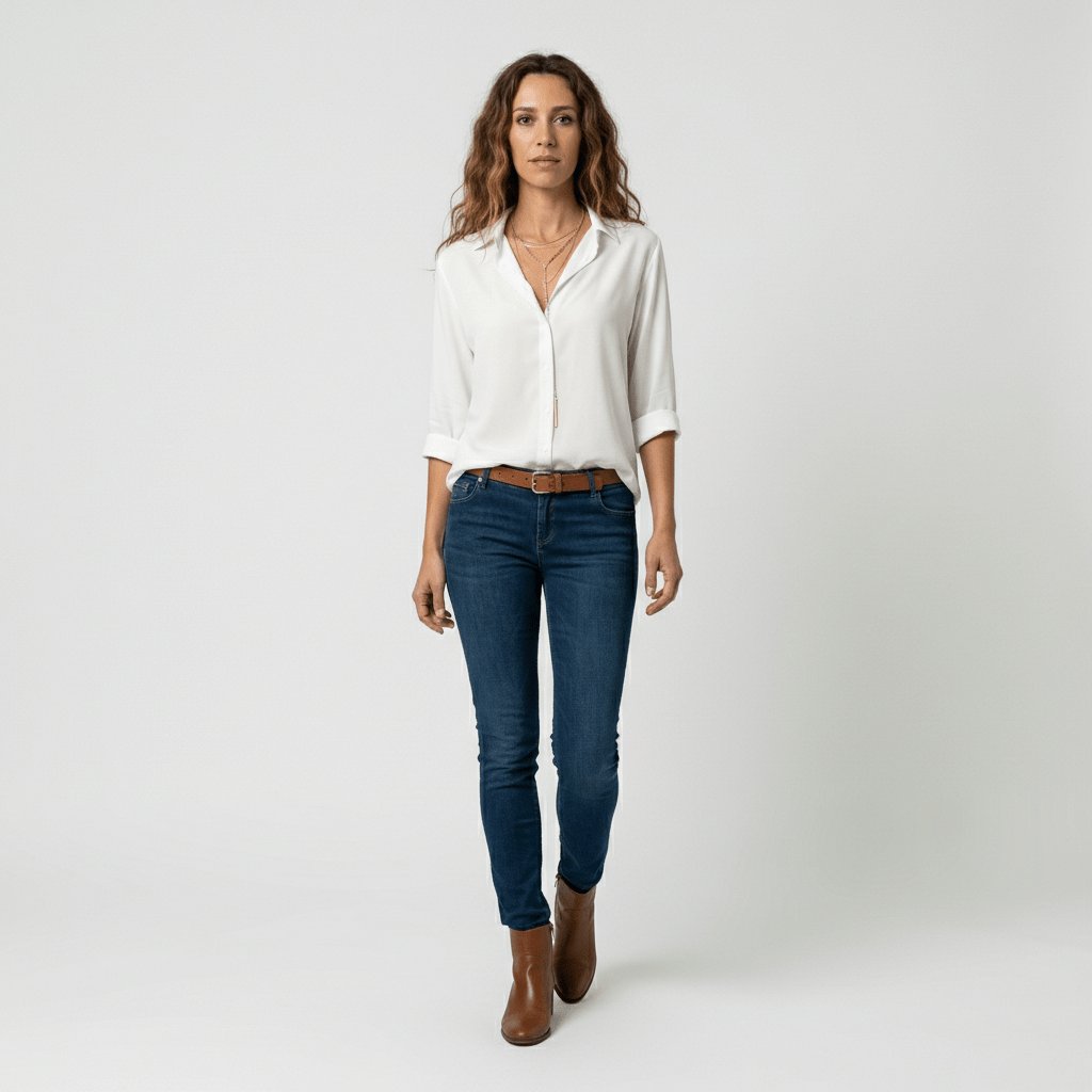Ava | Women's Relaxed-Fit Button-Up Long-Sleeve Shirt-Collar Blouse