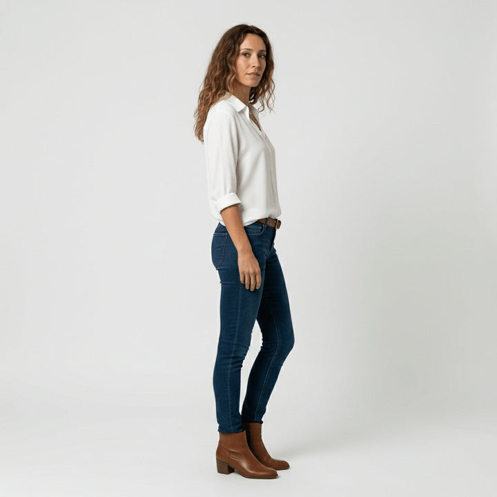 Ava | Women's Relaxed-Fit Button-Up Long-Sleeve Shirt-Collar Blouse