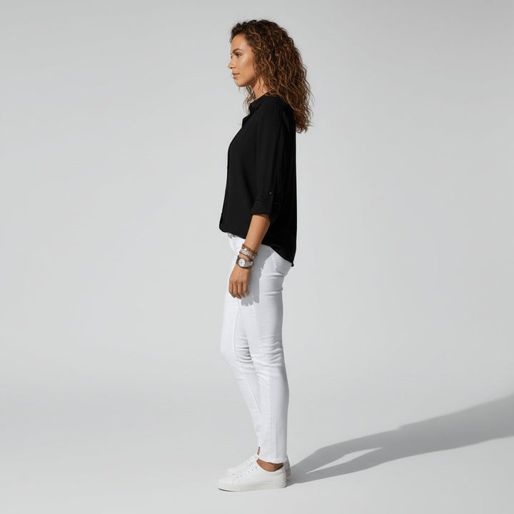 Ava | Women's Relaxed-Fit Button-Up Long-Sleeve Shirt-Collar Blouse