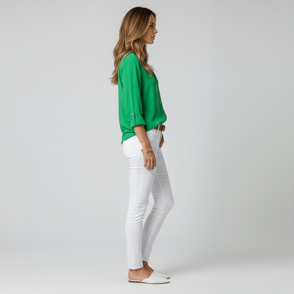 Ava | Women's Relaxed-Fit Button-Up Long-Sleeve Shirt-Collar Blouse