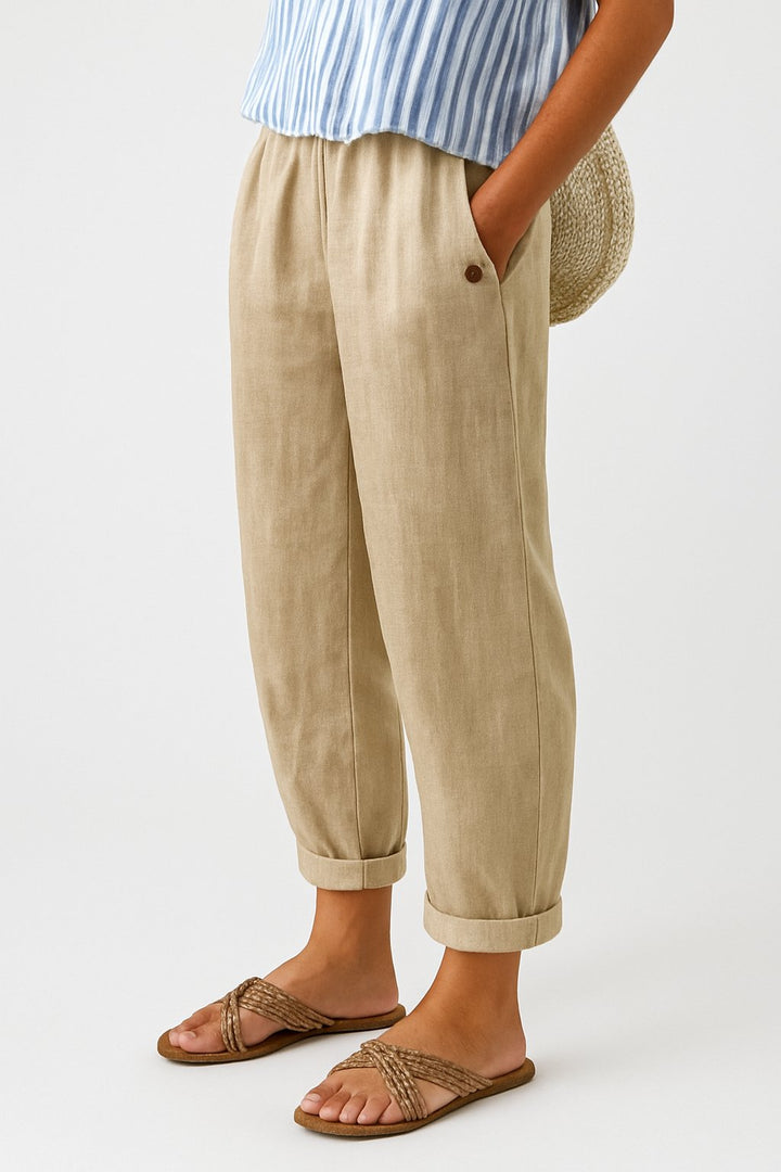 Evelyn | Women's Relaxed-Fit Linen-Look Trousers with Side Pockets