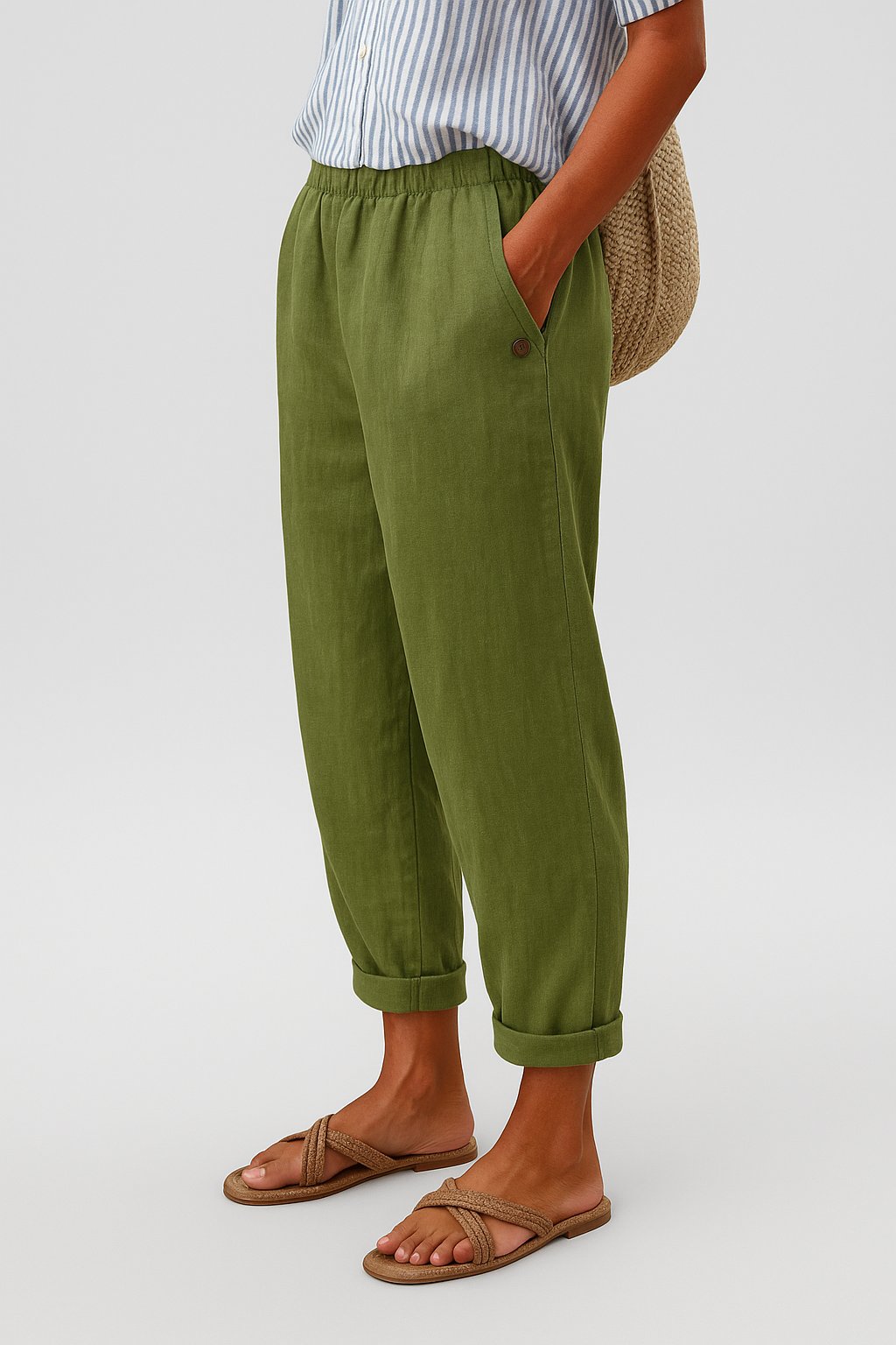 Evelyn | Women's Relaxed-Fit Linen-Look Trousers with Side Pockets