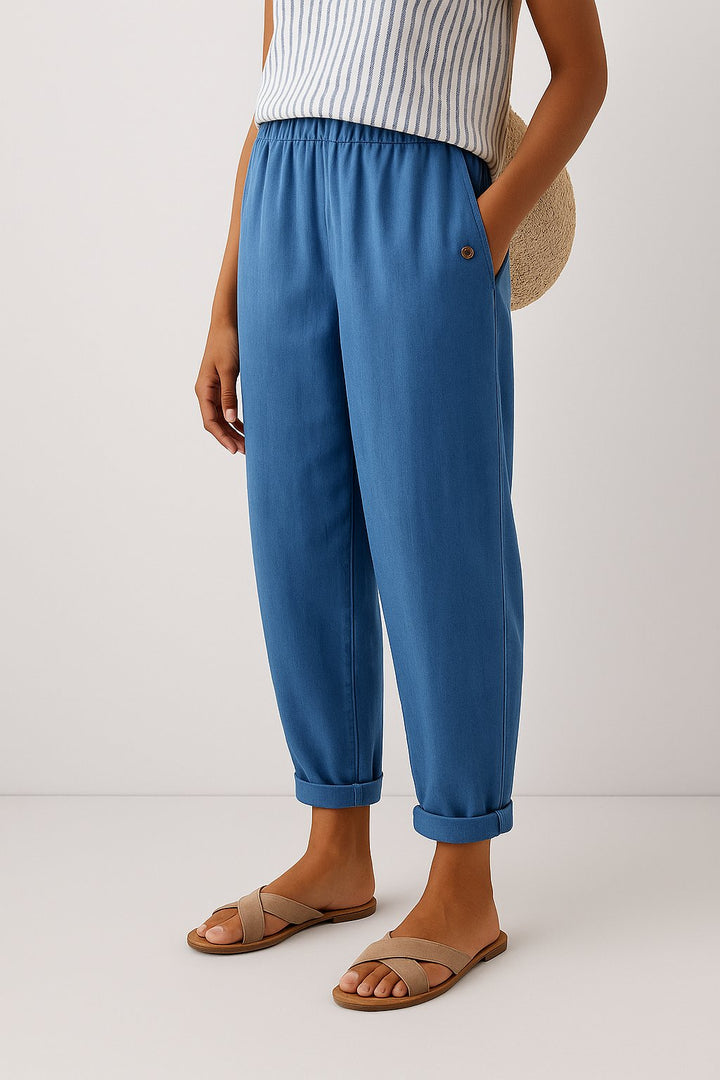 Evelyn | Women's Relaxed-Fit Linen-Look Trousers with Side Pockets