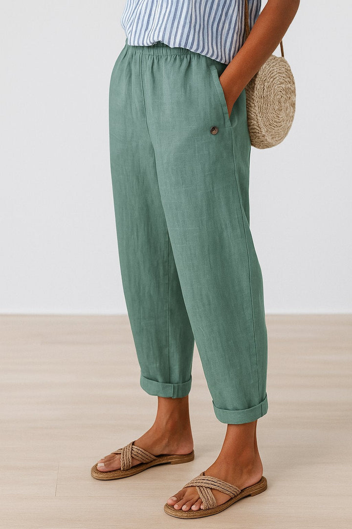 Evelyn | Women's Relaxed-Fit Linen-Look Trousers with Side Pockets