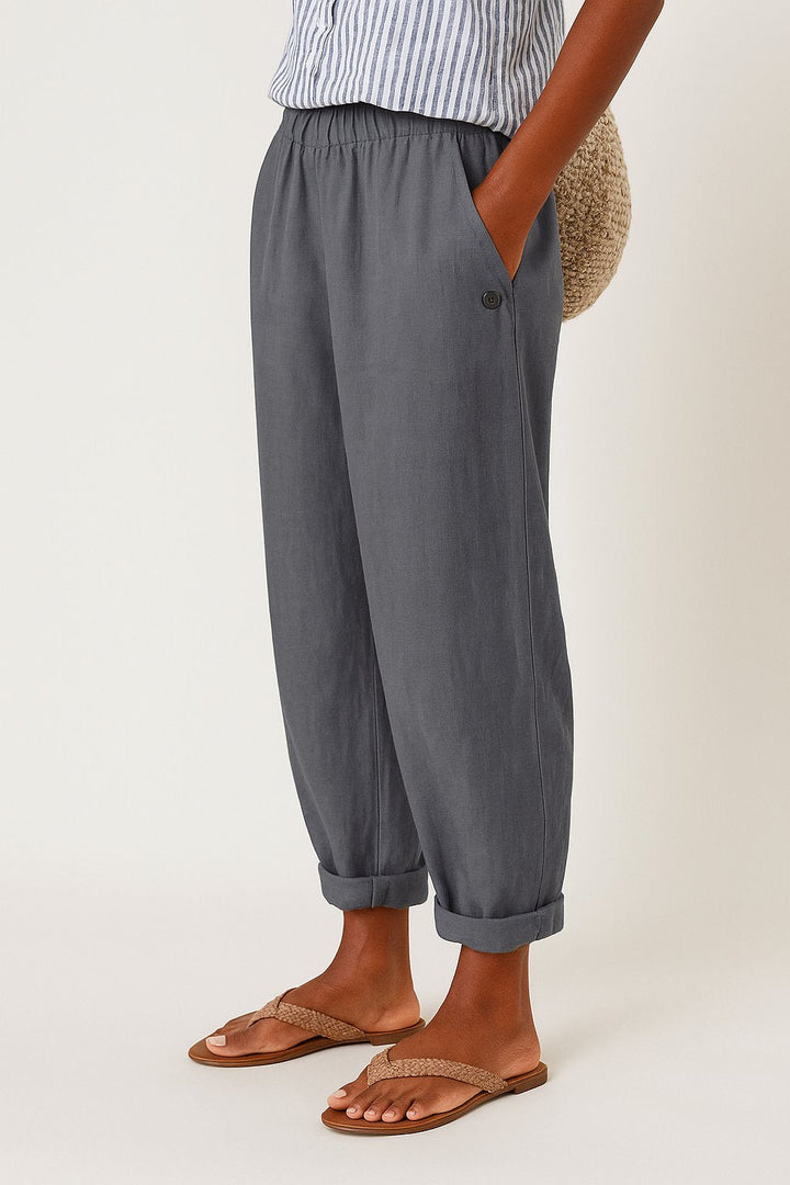 Evelyn | Women's Relaxed-Fit Linen-Look Trousers with Side Pockets