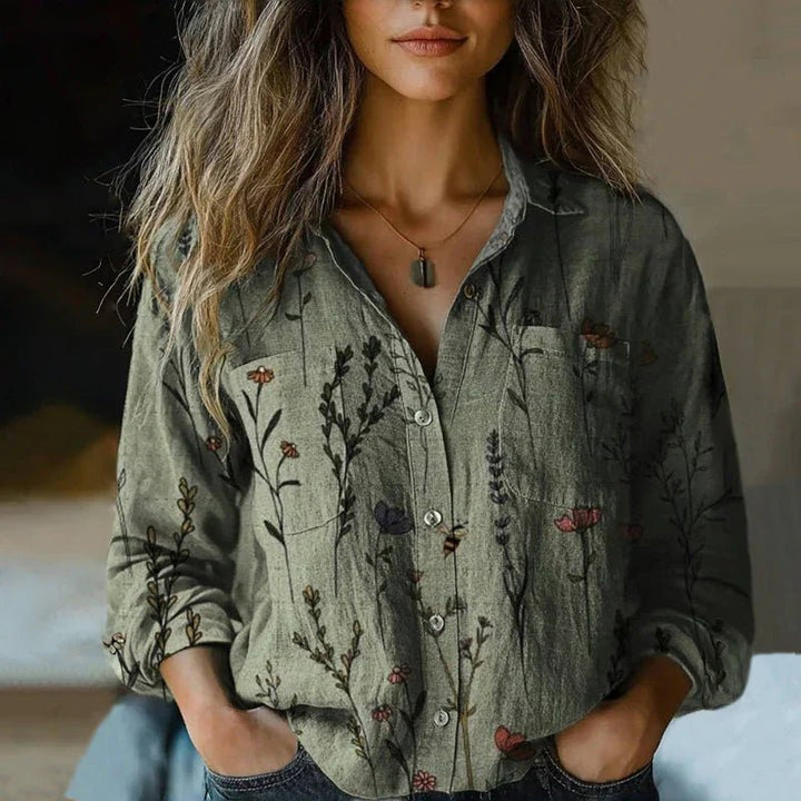 Isla | Women's Relaxed-Fit Long-Sleeve Paisley Print Bohemian Shirt