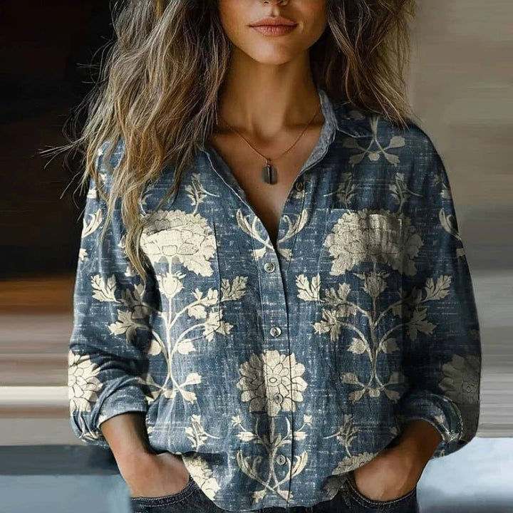 Isla | Women's Relaxed-Fit Long-Sleeve Paisley Print Bohemian Shirt