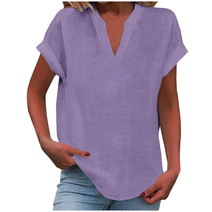 Aria | Women's Relaxed-Fit Short-Sleeve V-Neck Blouse