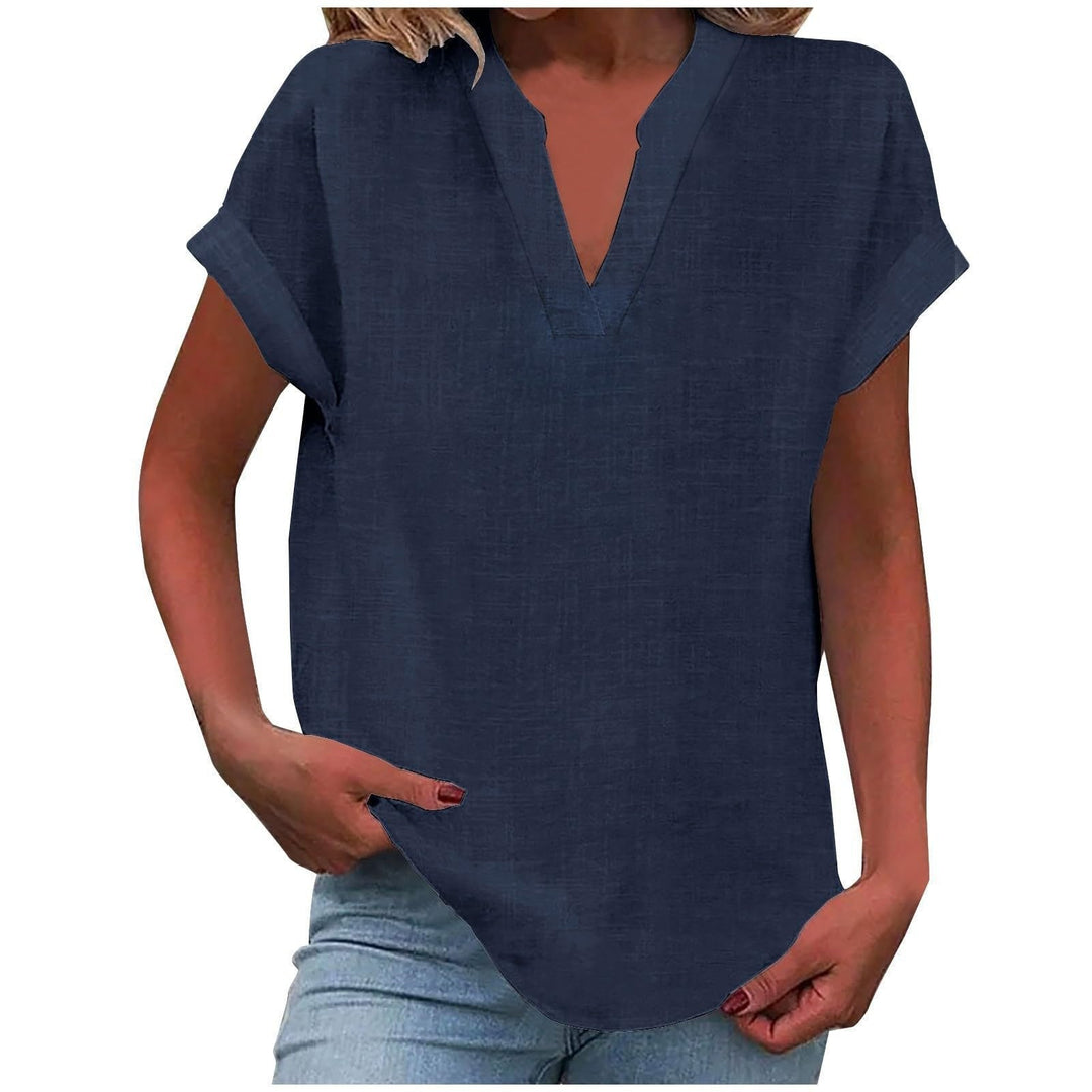 Aria | Women's Relaxed-Fit Short-Sleeve V-Neck Blouse