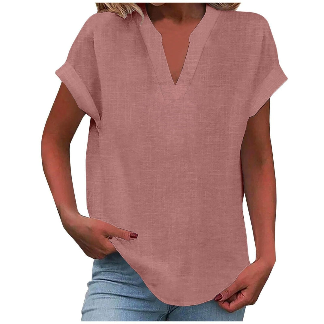 Aria | Women's Relaxed-Fit Short-Sleeve V-Neck Blouse