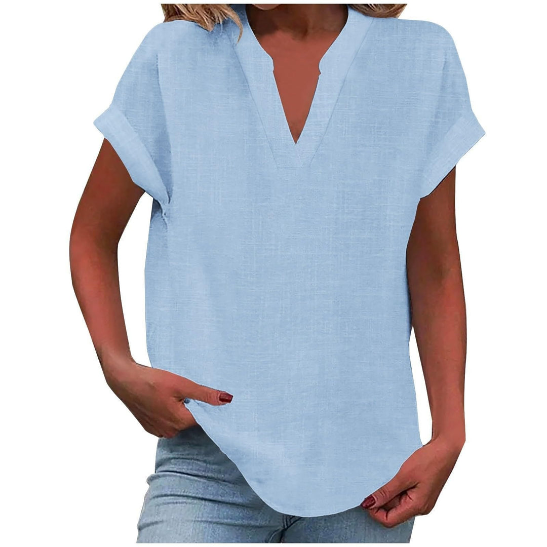 Aria | Women's Relaxed-Fit Short-Sleeve V-Neck Blouse