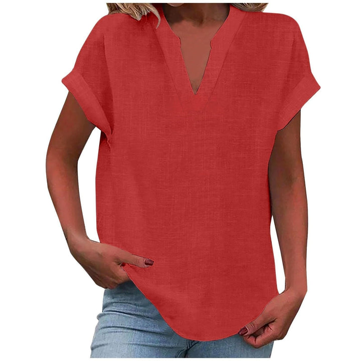 Aria | Women's Relaxed-Fit Short-Sleeve V-Neck Blouse