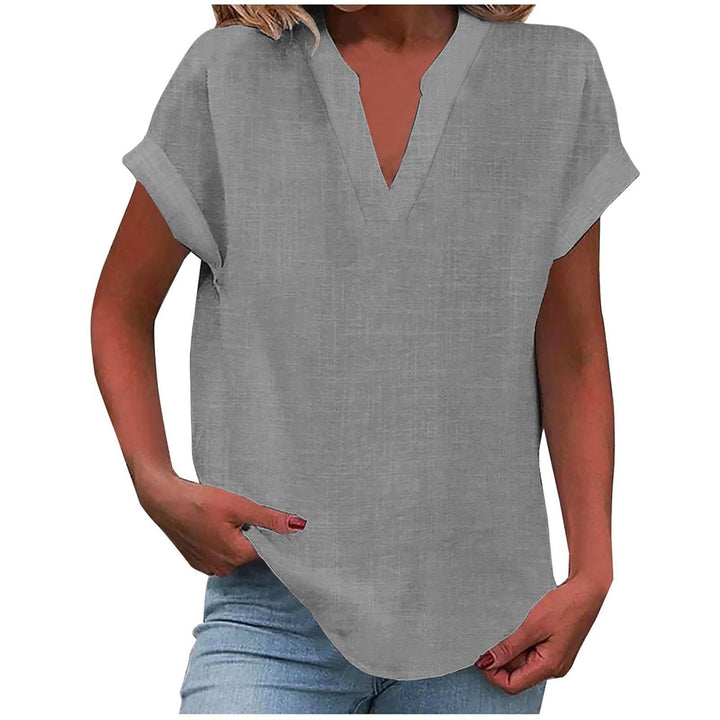 Aria | Women's Relaxed-Fit Short-Sleeve V-Neck Blouse