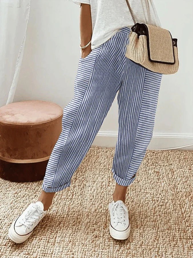Rosie | Women's Relaxed-Fit Striped Linen Trousers