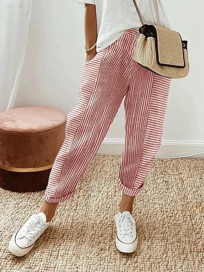 Rosie | Women's Relaxed-Fit Striped Linen Trousers
