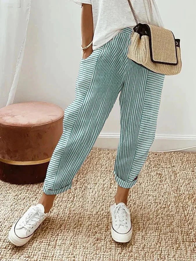 Rosie | Women's Relaxed-Fit Striped Linen Trousers