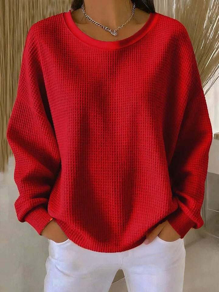 Willow | Women's Relaxed-Fit Textured Waffle-Knit Jumper