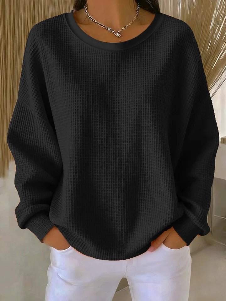 Willow | Women's Relaxed-Fit Textured Waffle-Knit Jumper