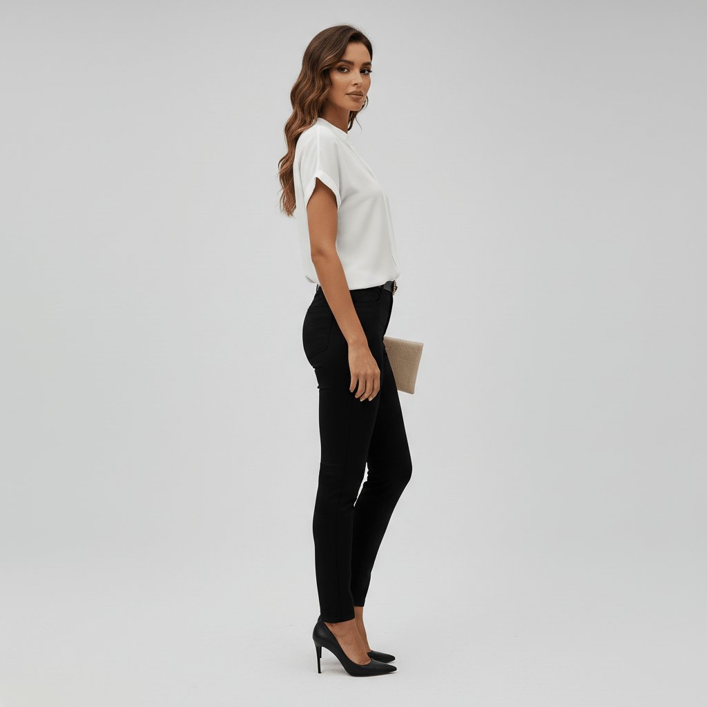 Rosie | Women's Relaxed-Fit V-Neck Rolled-Cuff Short Sleeve Blouse