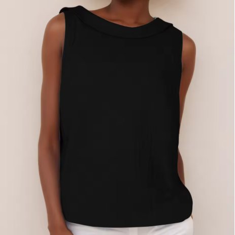 Freya | Women's Roll Neck Sleeveless Linen Blouse