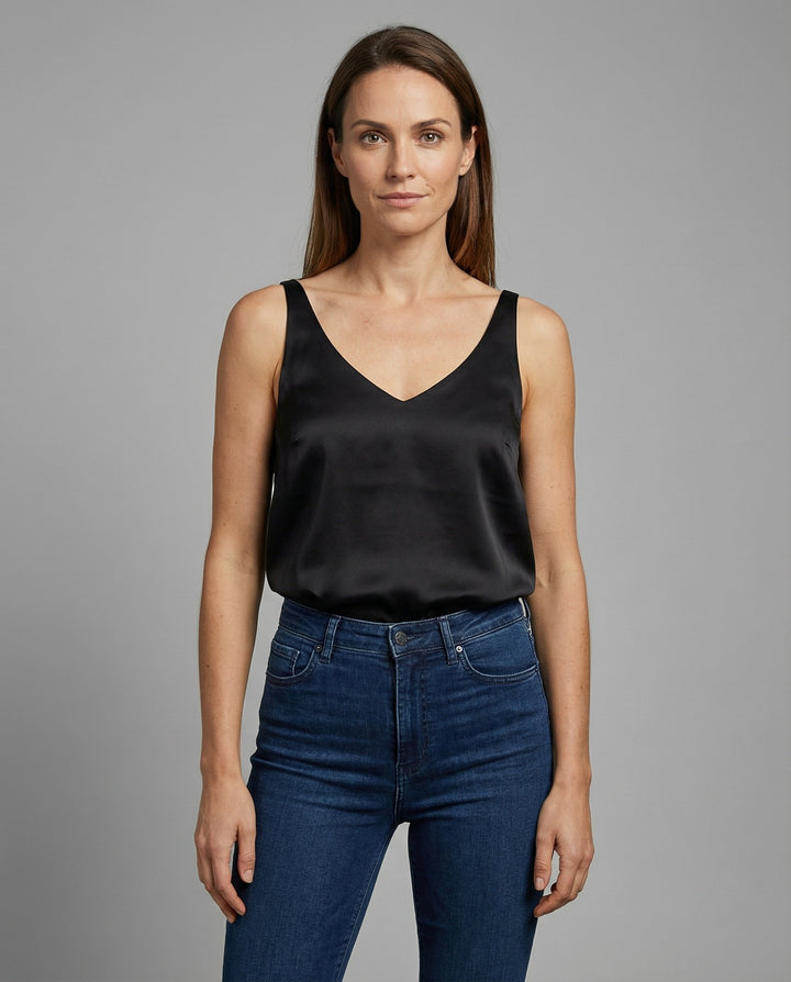 Ella | Women's Satin V-Neck Wide-Strap Camisole Top