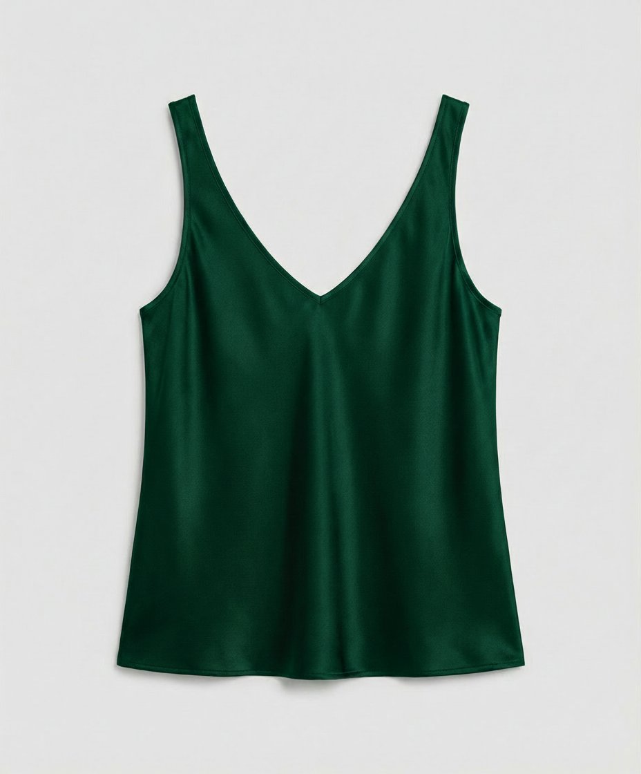 Ella | Women's Satin V-Neck Wide-Strap Camisole Top