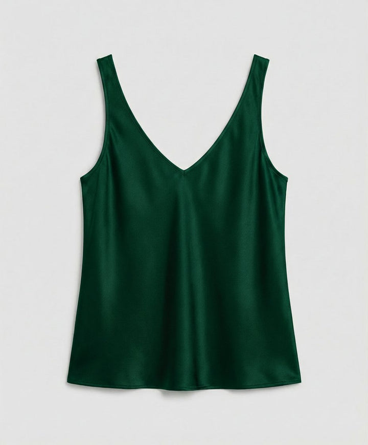 Ella | Women's Satin V-Neck Wide-Strap Camisole Top