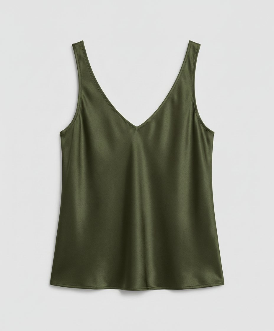 Ella | Women's Satin V-Neck Wide-Strap Camisole Top