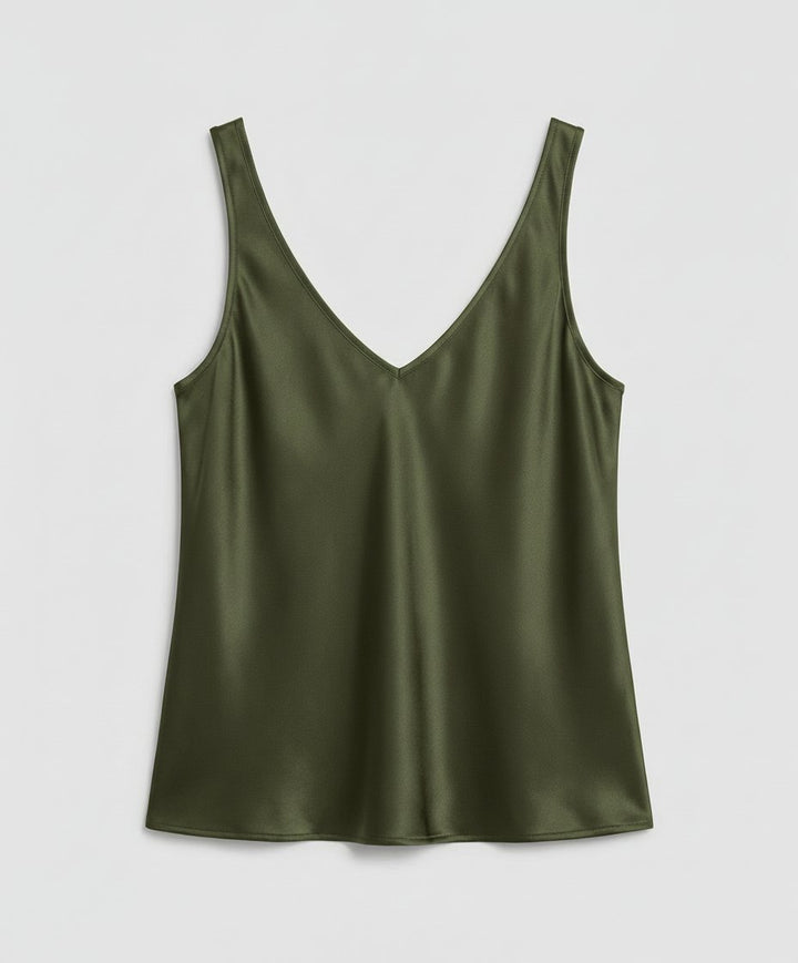 Ella | Women's Satin V-Neck Wide-Strap Camisole Top