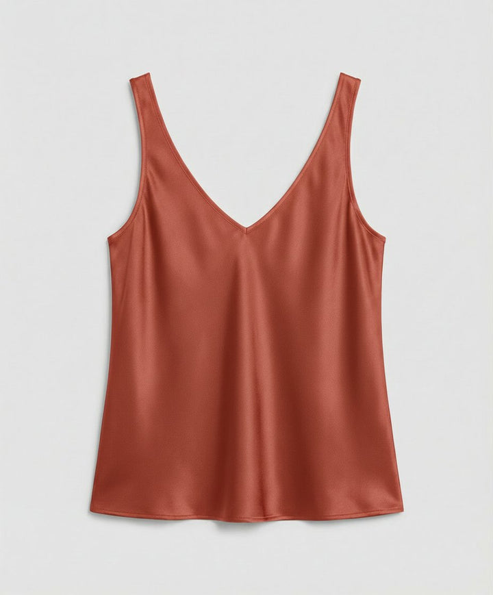 Ella | Women's Satin V-Neck Wide-Strap Camisole Top