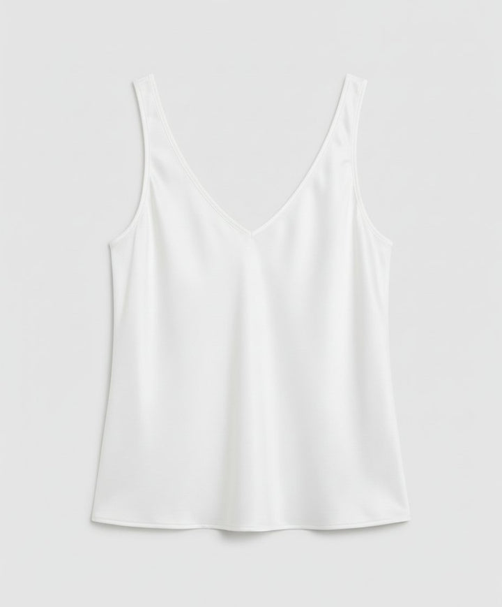 Ella | Women's Satin V-Neck Wide-Strap Camisole Top