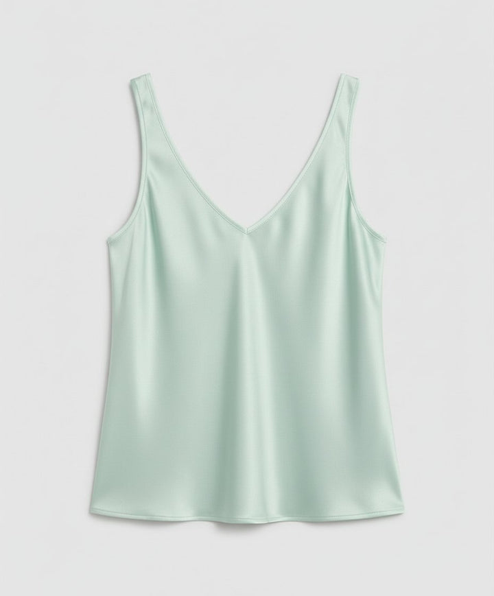 Ella | Women's Satin V-Neck Wide-Strap Camisole Top