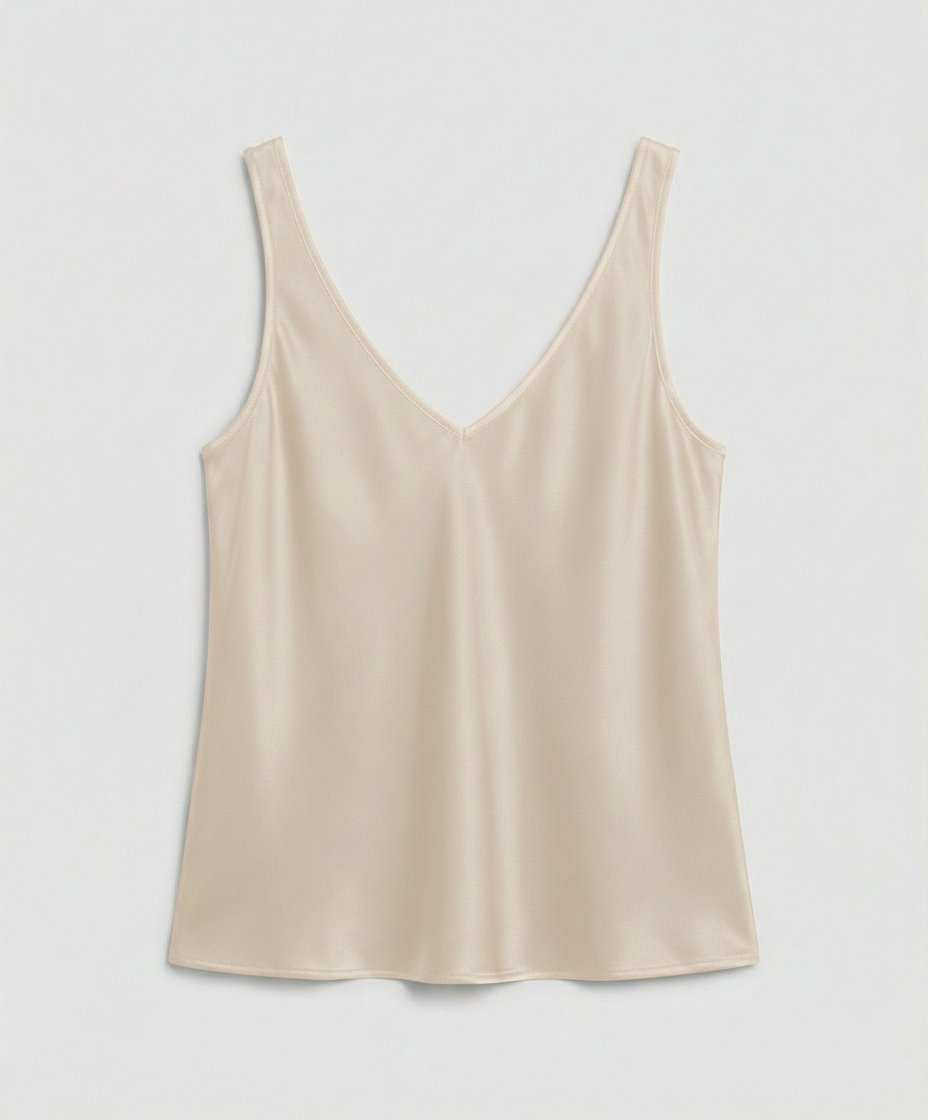Ella | Women's Satin V-Neck Wide-Strap Camisole Top