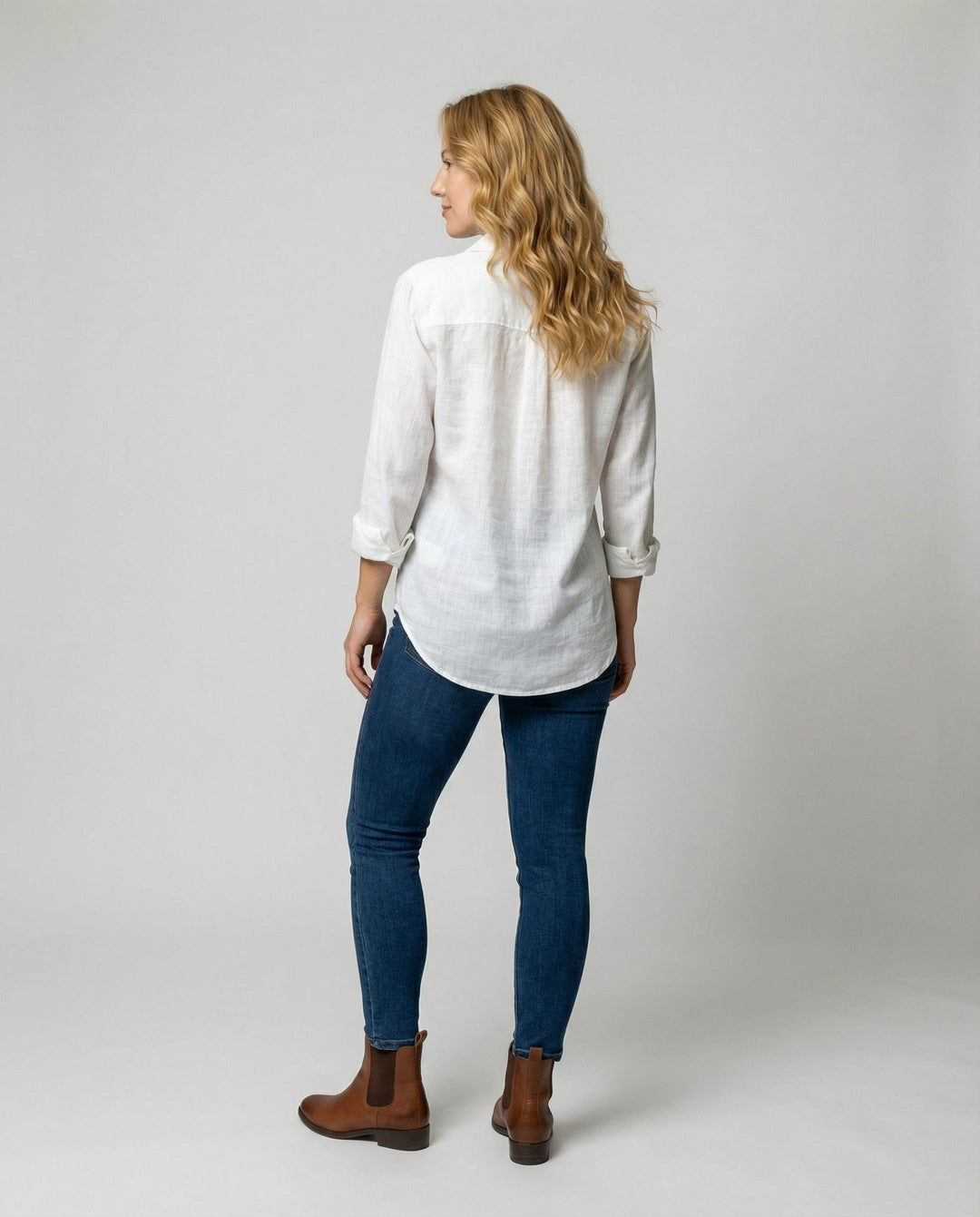 Olivia | Women's Three-Quarter Sleeve Linen Shirt Classic Collar Button-Up