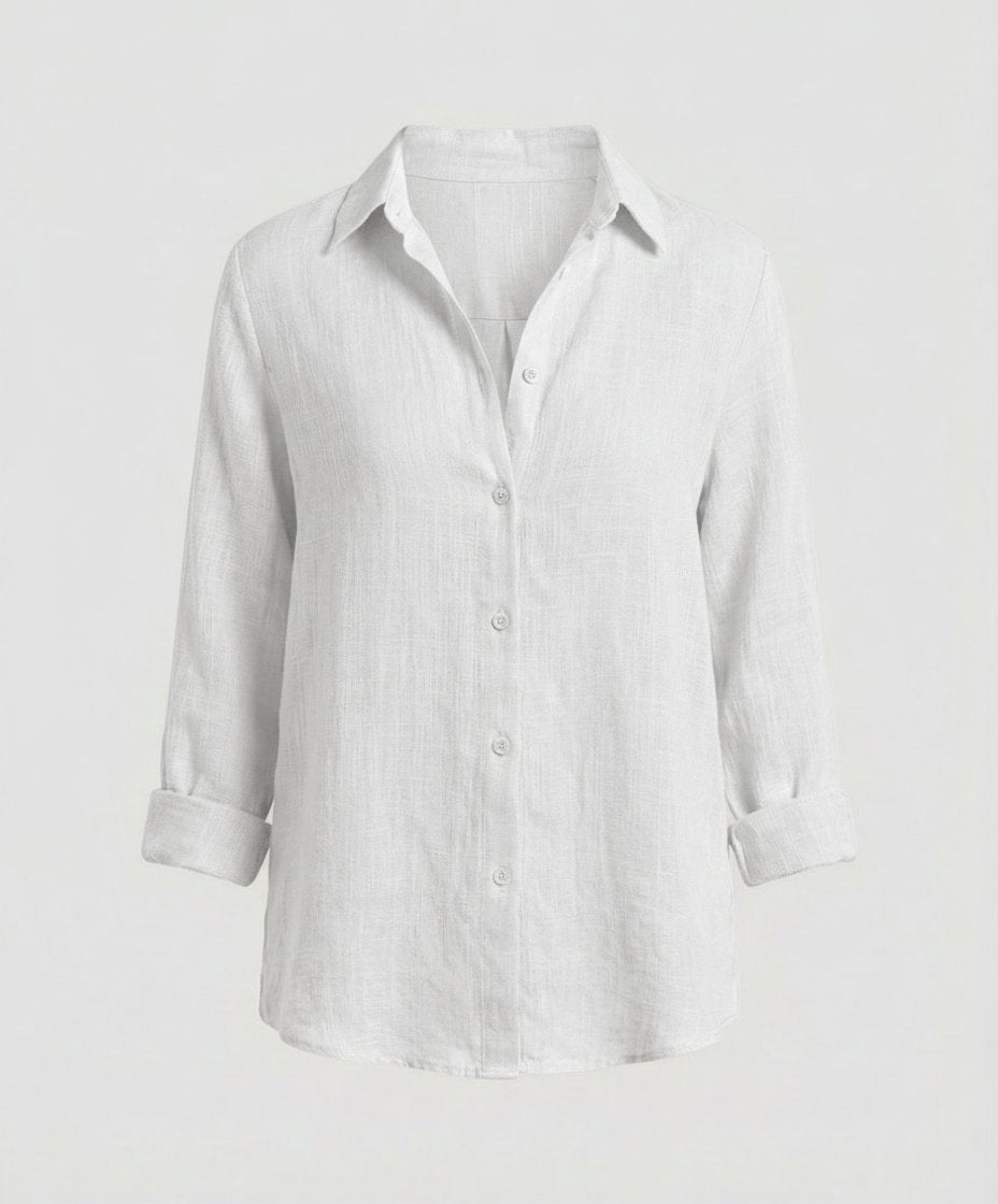 Olivia | Women's Three-Quarter Sleeve Linen Shirt Classic Collar Button-Up