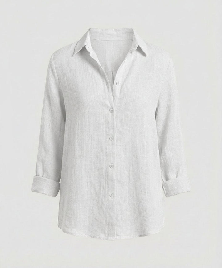 Olivia | Women's Three-Quarter Sleeve Linen Shirt Classic Collar Button-Up