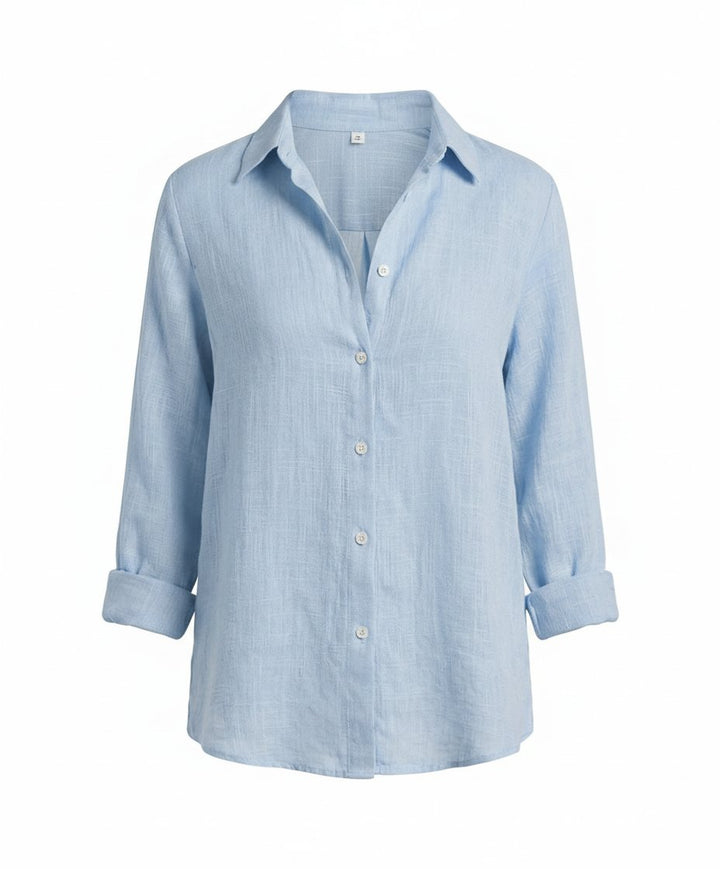 Olivia | Women's Three-Quarter Sleeve Linen Shirt Classic Collar Button-Up