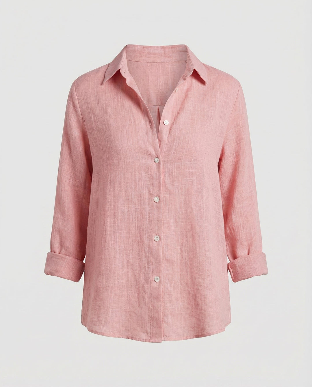 Olivia | Women's Three-Quarter Sleeve Linen Shirt Classic Collar Button-Up