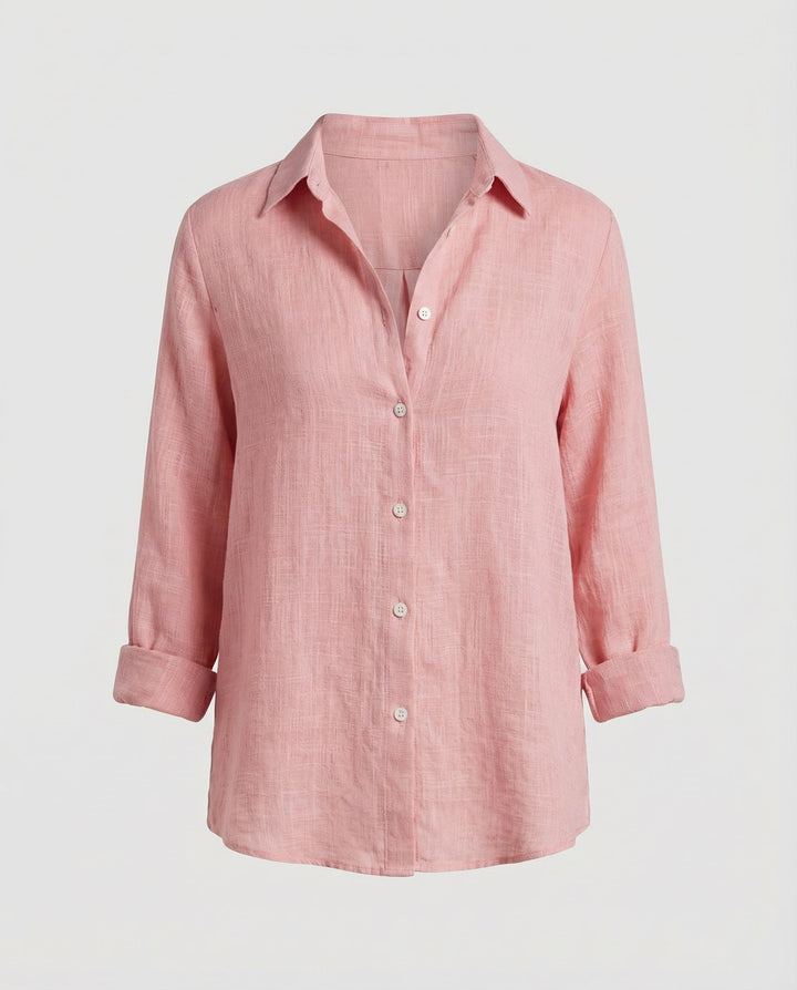 Olivia | Women's Three-Quarter Sleeve Linen Shirt Classic Collar Button-Up