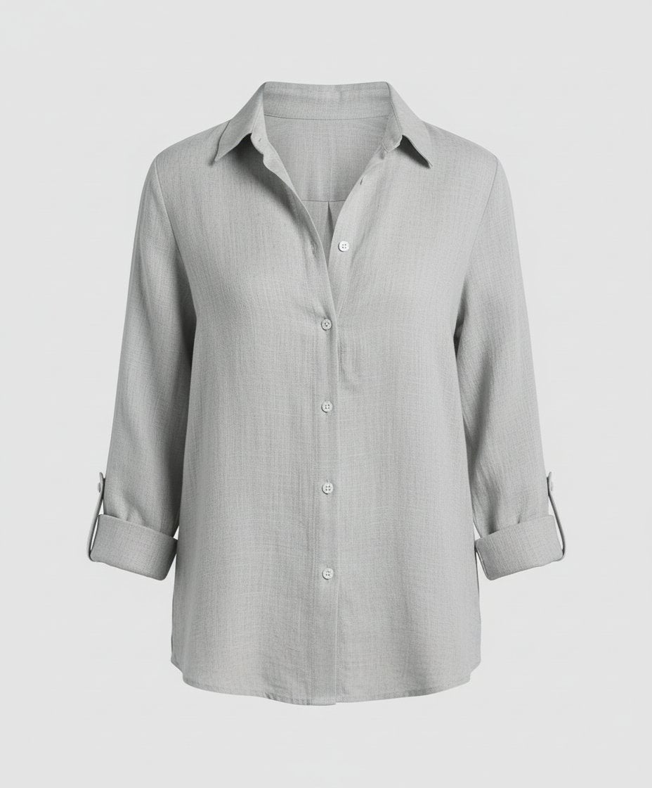 Olivia | Women's Three-Quarter Sleeve Linen Shirt Classic Collar Button-Up