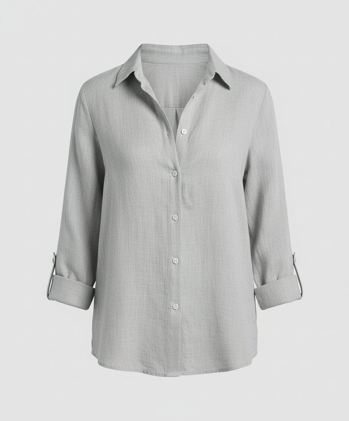 Olivia | Women's Three-Quarter Sleeve Linen Shirt Classic Collar Button-Up