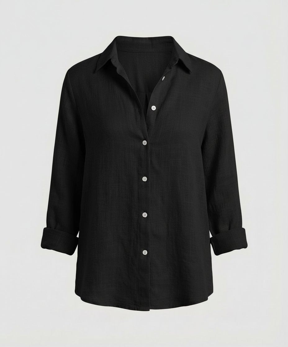 Olivia | Women's Three-Quarter Sleeve Linen Shirt Classic Collar Button-Up