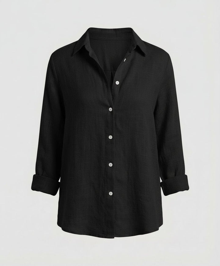 Olivia | Women's Three-Quarter Sleeve Linen Shirt Classic Collar Button-Up